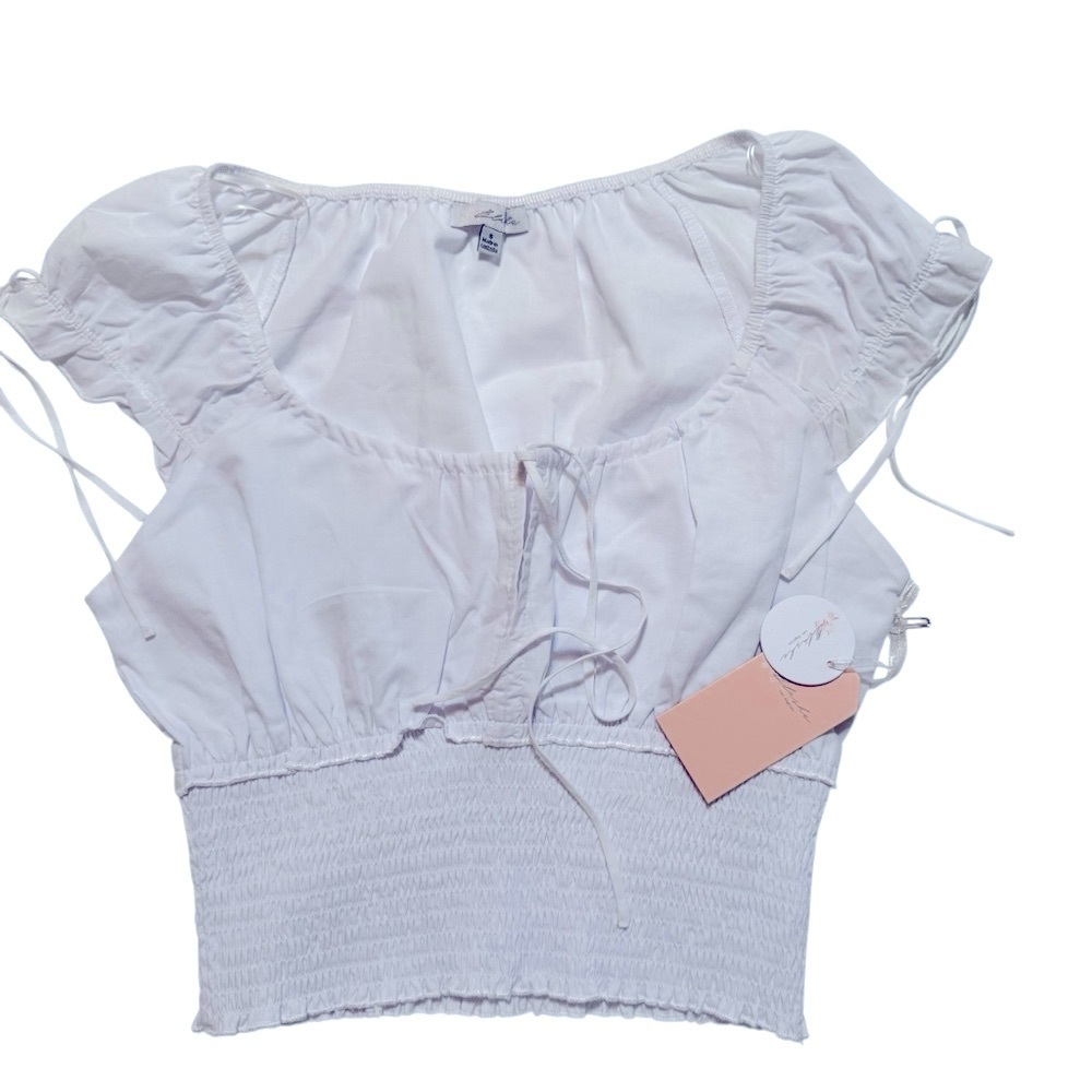 NWT Blashe- Women’s Chic White Smocked Blouse-Size S